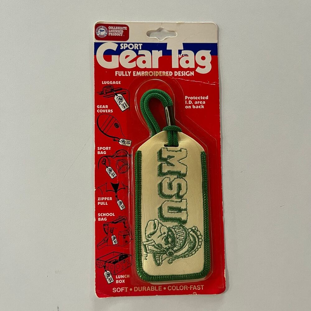 NOS NIP MSU Spartans Green White Sport Tag Luggage Tag New Deadstock (3)